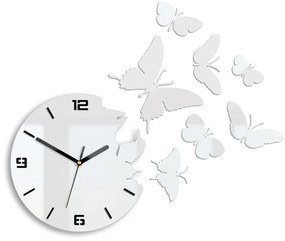 Moderné nástenné hodiny BUTTERFLIE 3D WHITE NH049