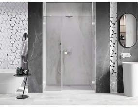 Mexen Lunar-B, Otočné pravé sprchové dvere 130 cm, 8mm číre sklo, biely profil, 832S-130-050-20-00-P