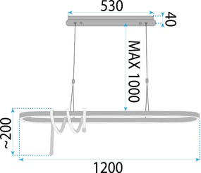 Toolight Toolight, LED stropné osvetlenie 120cm, 32W, 3000K, LHJ040-CP, čierna matná, OSW-50018