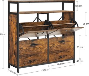 VASAGLE Vyklápací botník s policou LBS803B01