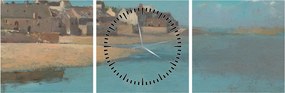Obraz - Odilon Redon, Village by the Sea in Brittany, reprodukcia (s hodinami) (90x30 cm)