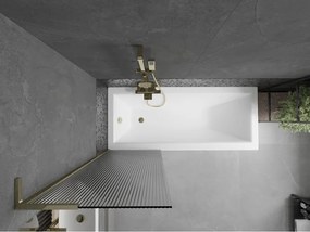 Mexen Next L, 1-krídlová vaňová zástena 60 x 150 cm, 6mm sklo s rebrovým vzorom, zlatý lesklý profil, 895-060-000-03-09-50