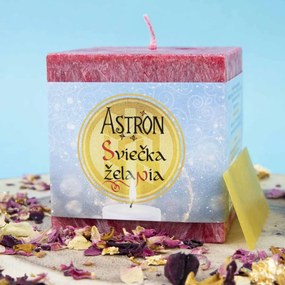 Sviečka želania Astron - kocka 6,5 cm, Červená