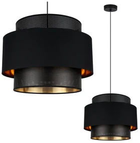 Závesné svietidlo Asti, 1x PVC/čierne textilné tienidlo, (fi 40cm), g/c