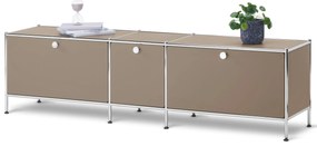 Nízky kovový stolík »CN3« s 3 výklopnými priečinkami, hnedosivý