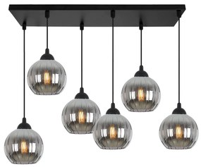Závesné svietidlo Costa, 6x grafitové sklenené tienidlo, b