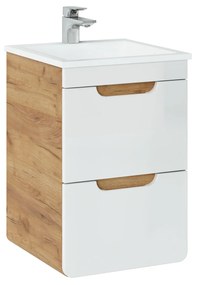 Zostava kúpeľňového nábytku BÁRA 40 cm s vysokou skrinkou vr. zápustného keramického umývadla