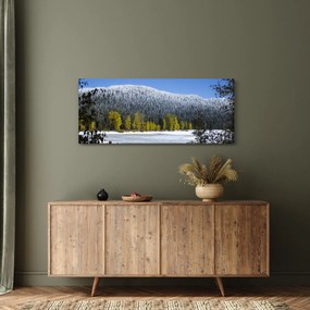 Obraz - zasnežené hory v zime (120x50 cm)