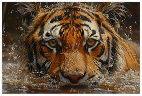 Obraz - Portrét tigra vo vode (90x60 cm)