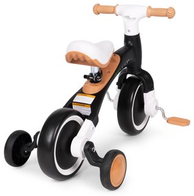 Balančný bicykel s pedálmi + tréningové postranné kolieska 3v1 čierne, ECOTOYS