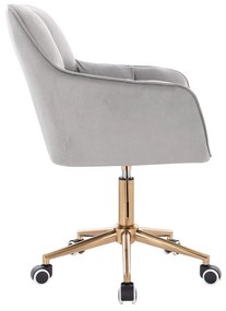 LuxuryForm DESIGN Kreslo AMALFI VELUR na zlatej podstave s kolieskami - svetlo šedé