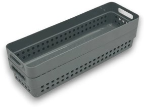 Sada 2 košíkov na organizáciu, organizéry do zásuvky KOLE 24 x 7,5 cm - sivý