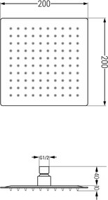 Mexen Sprchová hlavica Slim nerezová 20 x 20 cm, chróm, 79120-00