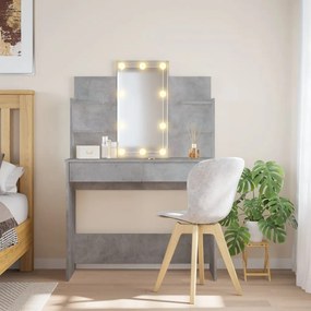 Toaletný stolík s LED svetlami betónovo sivý 96x40x142 cm 837895