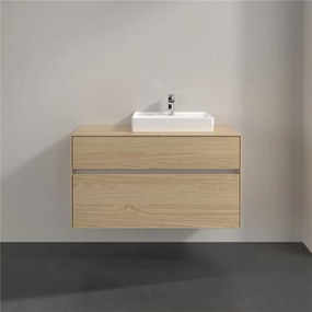 VILLEROY &amp; BOCH Collaro závesná skrinka pod umývadlo na dosku (umývadlo vpravo), 2 zásuvky, s LED osvetlením, 1000 x 500 x 548 mm, Nordic Oak, C015B0VJ