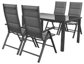 Livarno home Hliníkový záhradný stôl Houston/Toronto, sivý + Hliníkové kreslo Toronto s vysokým operadlom, antracitové, 4 kusy  (800008249)