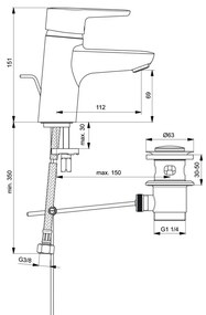 Ideal Standard Connect Blue - Umývadlová batéria s odtokovou garnitúrou, chróm B9914AA