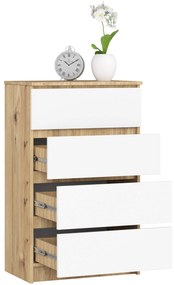 Komoda Kuba 60 cm - 4 zásuvky dub artisan/biela