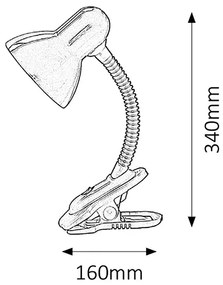 RABALUX Detská stolná lampa s klipom DENNIS, oranžová