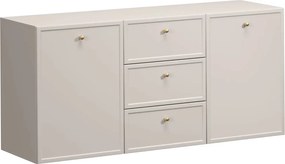 Závesná komoda Lorini 150 cm so zásuvkami - kašmír / zlaté úchytky