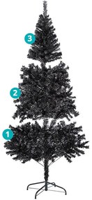 Čierny umelý vianočný stromček, 210 cm 1000 vetiev