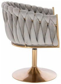LuxuryForm DESIGN Kreslo NORDEN VELUR na zlatom tanieri - svetlo šedé