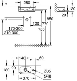 GROHE 39327000 - Umývadlo BAU CERAMIC 370 × 180 mm keramika/biela