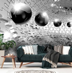 Fototapeta - 3D guľa v šedej farbe (254x184 cm)