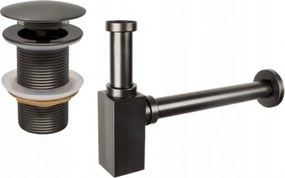 Mexen polosyfón umývadlový štvorcový s klik-klak uzáverom, bez prepadu, grafit - 7991060-66