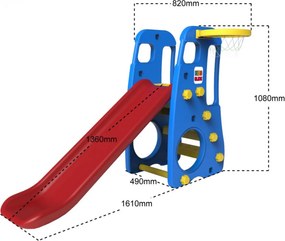 Ramiz Záhradná šmýkačka 3v1 Swing Basketbal pre deti Modrá