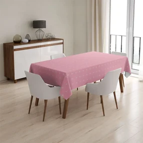 Sablio Obrus Biele čiarky na ružovej - 90x90 cm