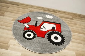 Koberec Lima G753A traktor, červený / sivý kruh