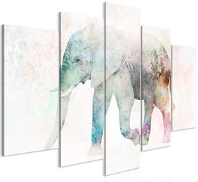 Artgeist Obraz - Painted Elephant (5 Parts) Wide Veľkosť: 100x50, Verzia: Na talianskom plátne