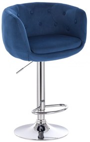 LuxuryForm Barová stolička MONTANA VELUR na striebornom tanieri - modrá