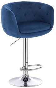 LuxuryForm DESIGN Barová stolička MONTANA VELUR na striebornom tanieri - modrá