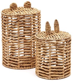 Detské koše na hračky v súprave 2 ks z vodného hyacintu v prírodnej farbe ø 30x50 cm Venezia – Kave Home