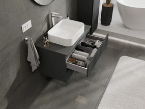 Mexen Rivel, kúpeľňová skrinka 80 cm, 2 zásuvky, drážkovaná, grafitová matná, 91A20-08047-2-BFF66