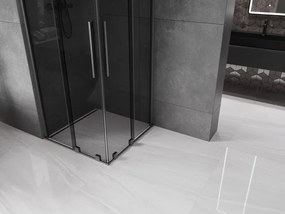 Mexen Velar Duo, sprchový kút s posuvnými dverami 80 x 80 cm, 8mm šedé sklo, grafit brúsený, 871-080-080-42-66