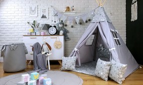 Detský kôš na hračky hviezdička - sivý