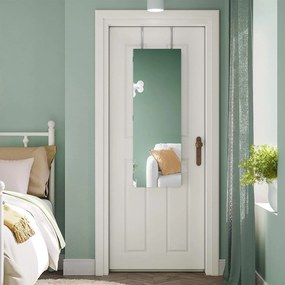 Skrinka na šperky, uzamykateľný nástenný organizér so zrkadlom, biely