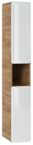 Kúpeľňová závesná skrinka vysoká Aruba 805 2D dub craft zlatý/biely lesk