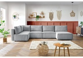 Svetlosivá menčestrová rohová pohovka (do tvaru "U"/variabilná) Nihad modular – Bobochic Paris