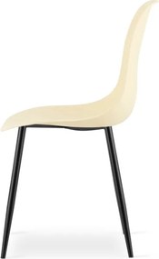 Set troch jedálenských stoličiek WAT krémový - čierne nohy (3 ks)