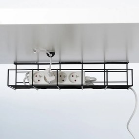 Organizér kabelů pod desku stolu, kovový, černý VILDE 43 x 17 x x 10 cm