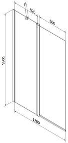 Mexen Flip, vaňová zástena 1-krídlová 120 x 150 cm, otočné krídlo, 6 mm číre sklo, zlatý profil, 894-120-101-50-00