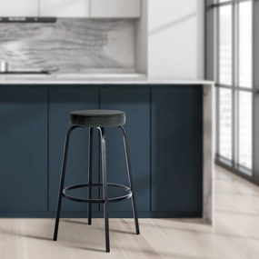 Barová stolička Kamari zamat - tmavo šedá