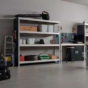Kovové regály BULLRACK RIVET PRO 200x200x60 DTD drevotrieska 4 úrovne pozinkovaná