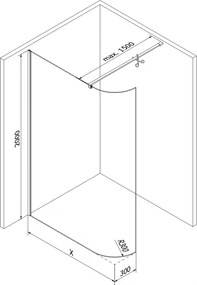 Mexen Kioto, zaoblená sprchová zástena 100 x 200 cm, 8mm číre sklo, biely profil, 800-100-101-20-06