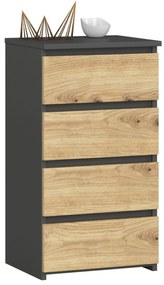 Komoda Cipriano II (sivý grafit + dub artisan). Akcia -16%. Vlastná spoľahlivá doprava až k Vám domov. 1128609