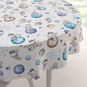 Biante Detský bavlnený okrúhly obrus Sandra SA-644 Malý modrý princ na bielom Ø 70 cm